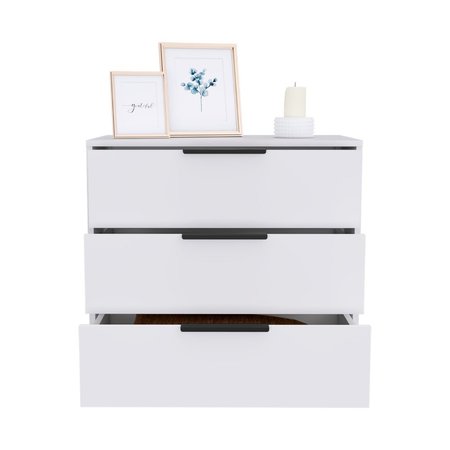 Tuhome Kaia 3 Drawers Dresser, Superior Top, White CLB6590